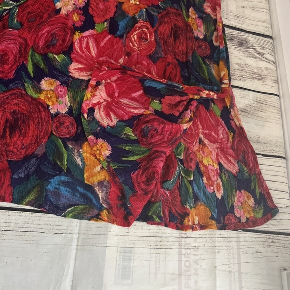 La Cera Womens Dress Size XL Sleeveless Buttons Slit Sides Crinkle Midi Floral - Picture 4 of 7